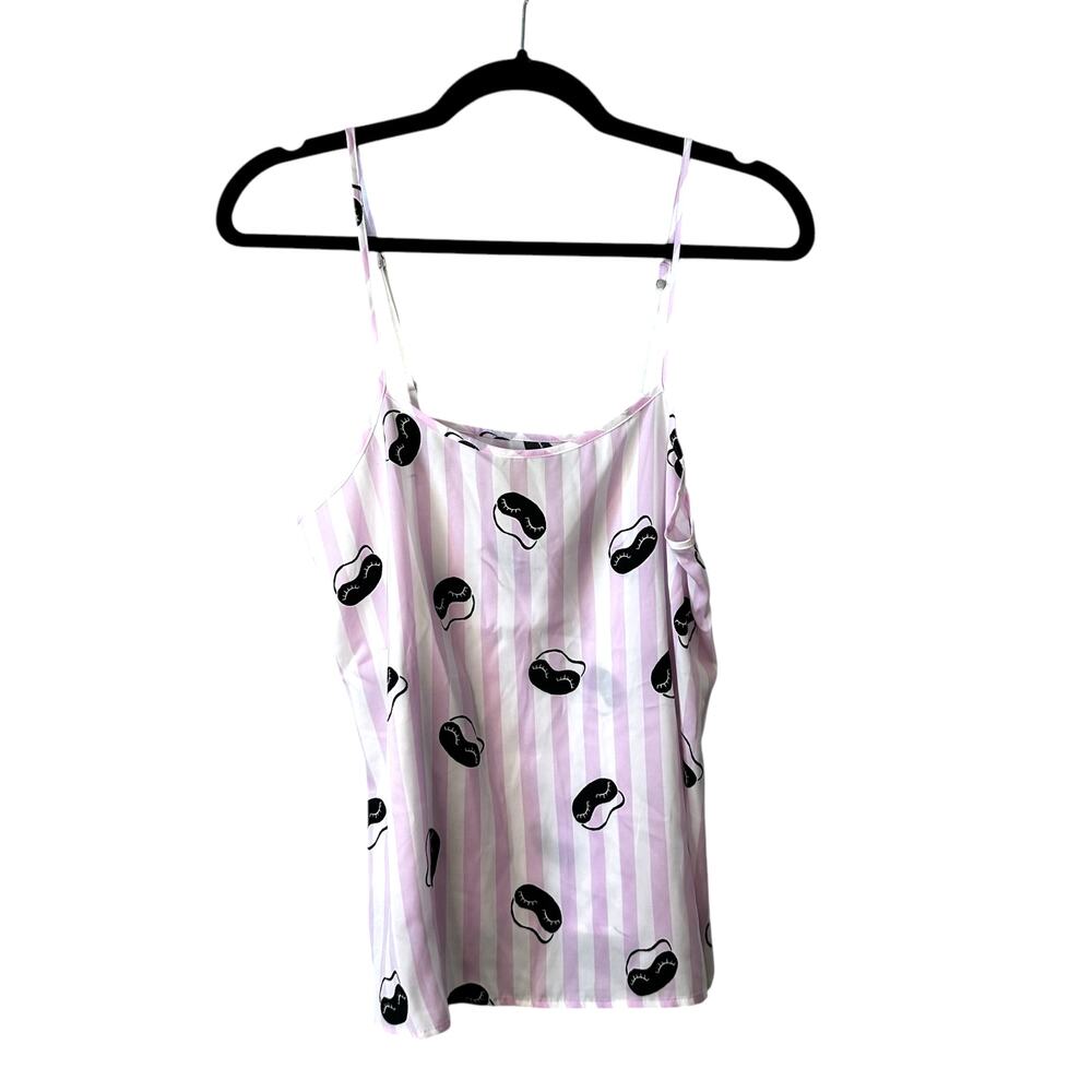 Shady Lady New Women's Striped Satin Pajama Tank Top Pink Size Small